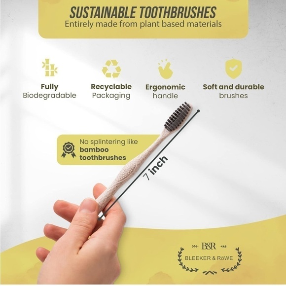 Brand New 10-Pack Biodegradable Eco-Friendly Toothbrushes Individually Sealed - Picture 8 of 13